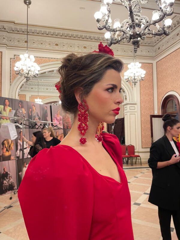 Pendientes maxi alargados cristal rojo - Imagen 2