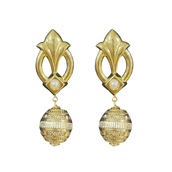 Pendientes cortos vintage bola oro